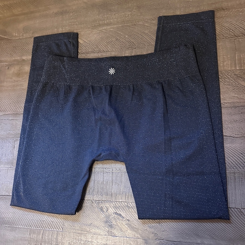 Athleta Women Gray Shimmer Leggings High Rise Athletic Yoga Pants - Picture 2 of 6